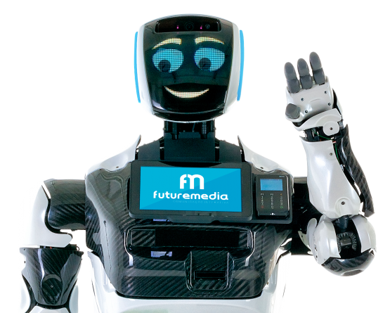 Robô Máximus dando tchau - Futuremedia - Mídias e Soluções Interativas para eventos